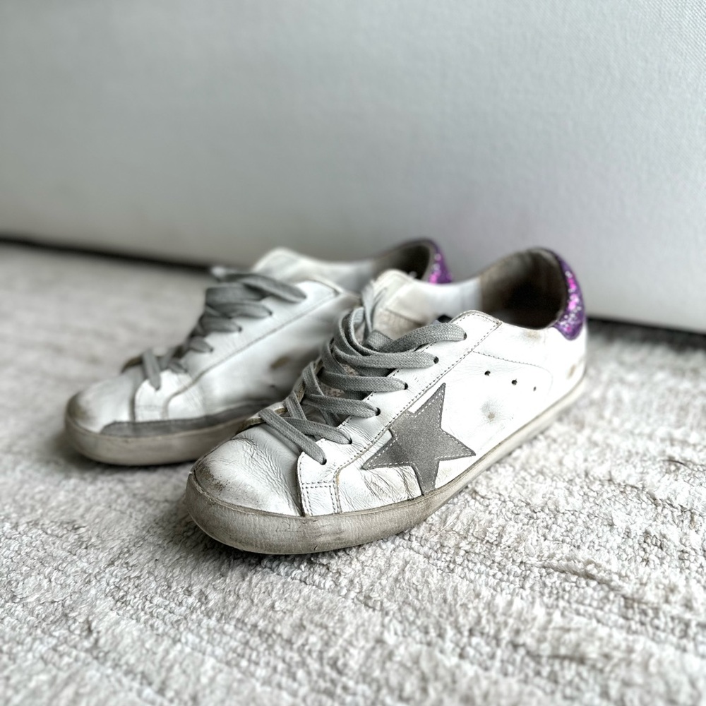 Golden Goose Women Sneakers Purple Glitter Accent Rare